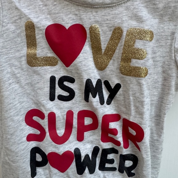 NWOT Garanimals 3T Girls Gray Love is My Superpower Valentine Short Sleeve Tee - Picture 2 of 5